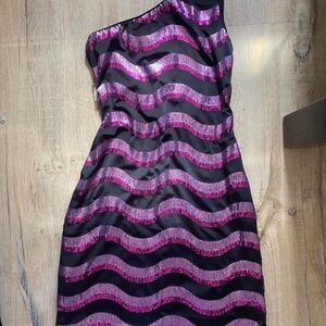 As U Wish Purple and Black Asymmetrical One Shoulder Cocktail Dress